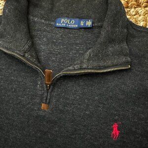 Polo Ralph Lauren Quarter Zip Sweater Pullover (XL) Black Gray